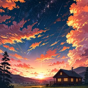 Coucher de Soleil Étoilé – Pack de 4